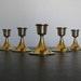 Vintage Brass Pillar Candle Holders. Set of 5.