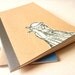 Art Notebook journal personalized ecru ink drawing - girl holding her hat -