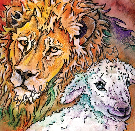 Lion and Lamb ChristmasSet of 10 Holiday Cards by PicturebookLife