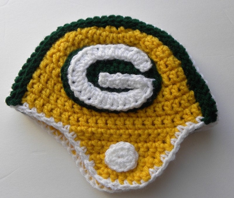 CROCHET PATTERN Green Bay Packers Crochet Helmet w/permission