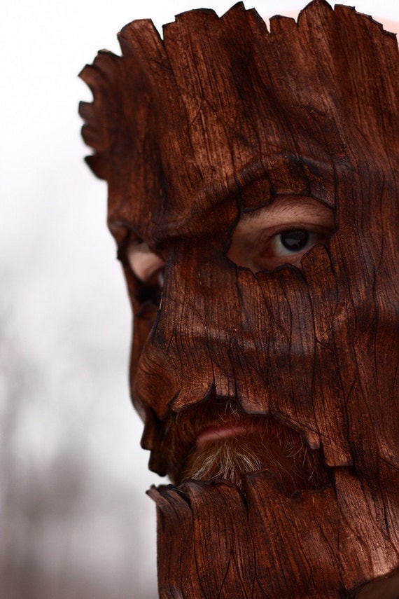 Full Face Tree Bark Treent Handmade Leather Mask