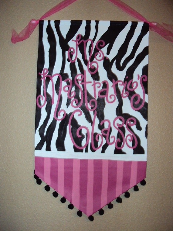 Items similar to Hand Painted Zebra Teacher Banner Perfect Teacher gift on Etsy