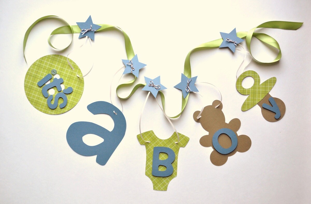 It's a Boy blue green and brown baby shower by ParkersPrints