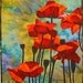 Red Poppies Pattern for Art Quilt with Fabric by Lenore Crawford