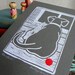 Dachshund and Bunny Tomodachi Hand Pulled Linocut Block Print