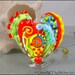 MICHOU A. Lampwork Beads - Large glass heart focal bead, yellow and red, with handpulled murrinis and little drawings "Heart of Soul"