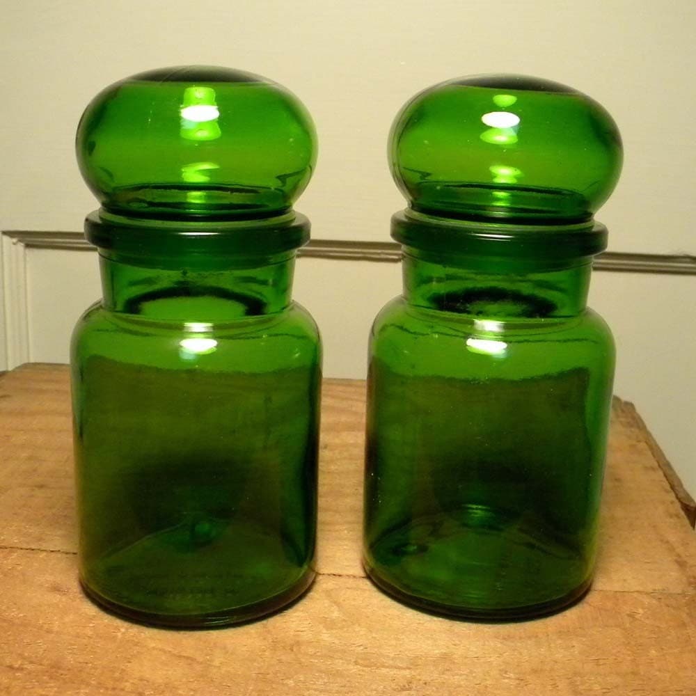 Download Vintage Green Glass Apothecary Jars MADE IN by DragonflyFineArt