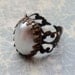 White Pearl Crown Edge Filigree Statement Ring