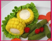 Wool Felt Play Food - Corn on the Cob - Waldorf Inspired Felt Playfood Accessory for Imaginative Play