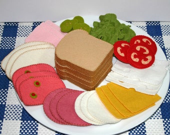 Wool Felt Play Food Deli Meat and Cheese for Sandwiches Tea