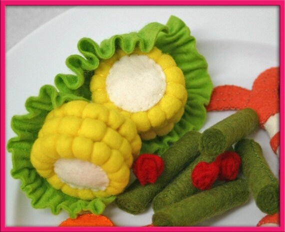 Wool Felt Play Food Corn on the Cob Waldorf Inspired Felt