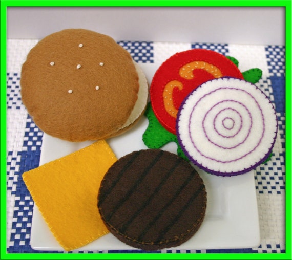 Wool Felt Play Food - Cheeseburger