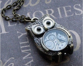 Bronze Owl Necklace, Steampunk Jewelry, Owl Jewelry, Owl Pendant, Steampunk Owl Bot, Teacher's Gift, Pendant Necklace, Steampunk Fashion OWL