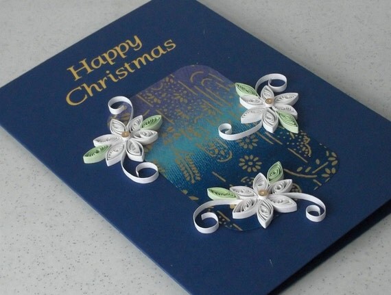 Handmade Christmas card quilled paper quilling
