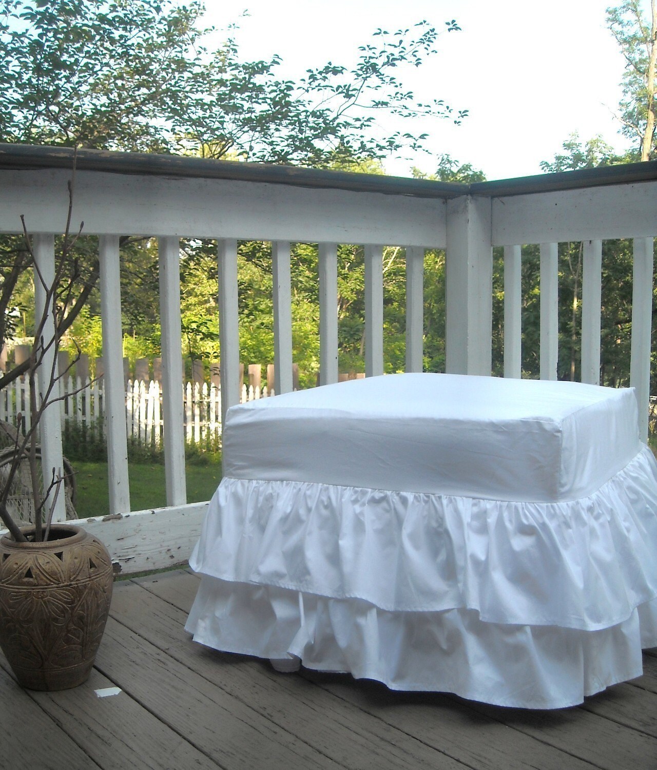 Ottoman Ruffled Slipcover