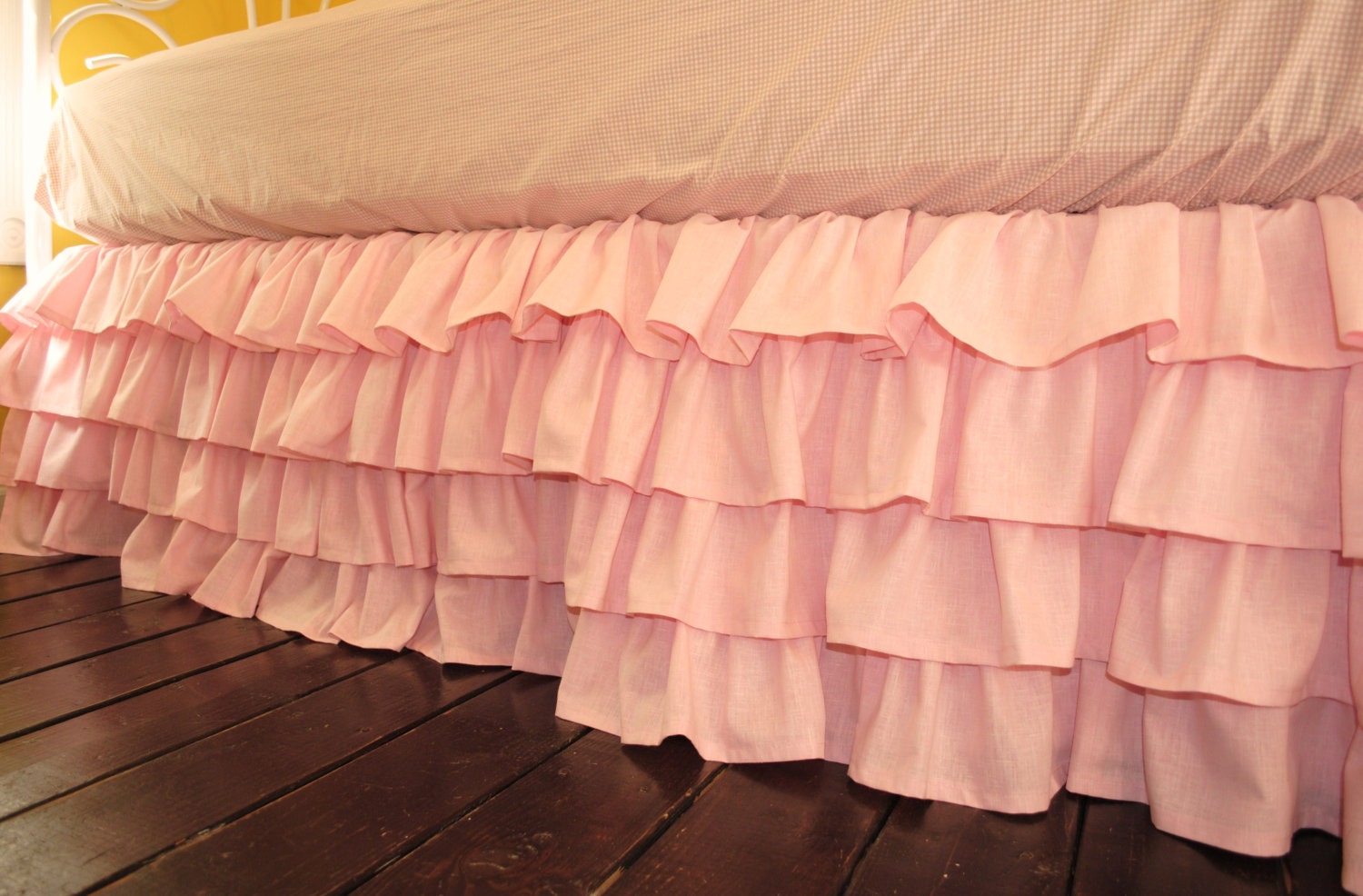 Pink Ruffled Crib Skirt