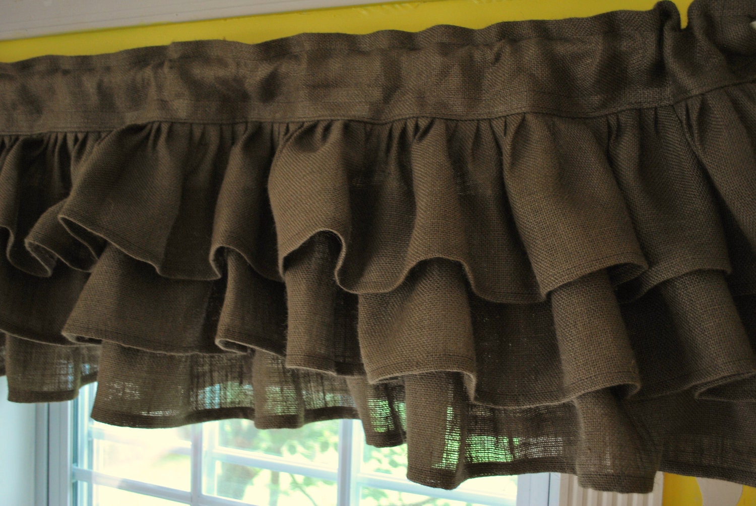 Brown Burlap Ruffled Valance Brown Burlap Ruffled Valance