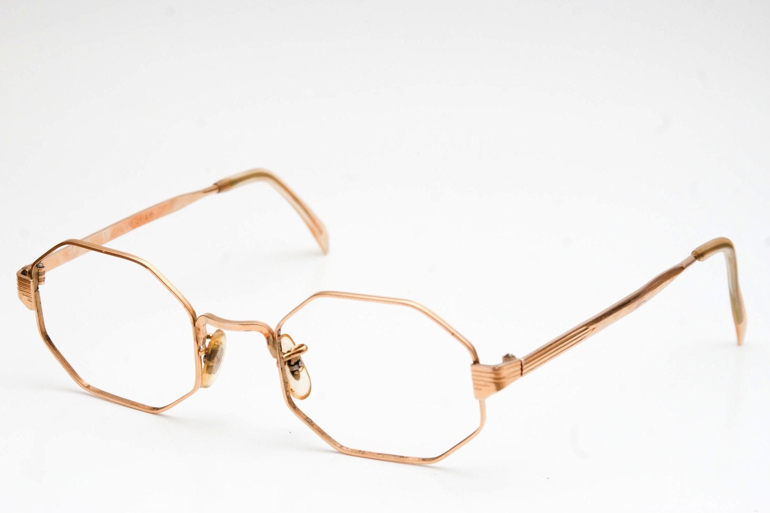 Vintage Gold Octagonal Eyeglasses Frame Victory 12k GF