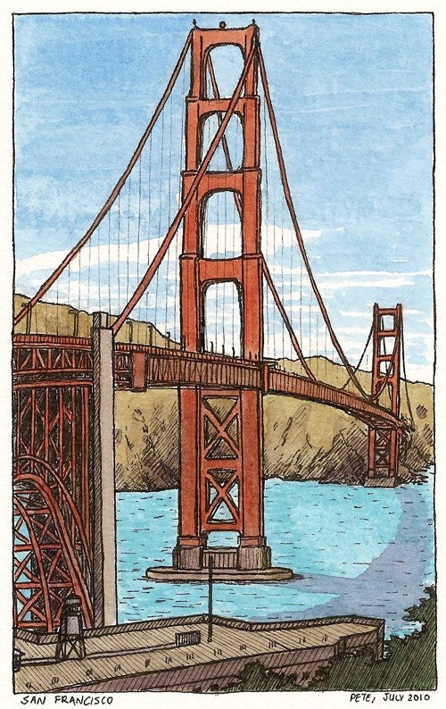 golden gate bridge original drawing