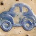 SALE Blue VW Bug Beetle Car Pottery Base for Basketry