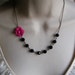 Pink Flower Necklace. Pink and Black Necklace. Bridal Jewelry. Bridesmaid Necklace. Statement Necklace. Bib Necklace.