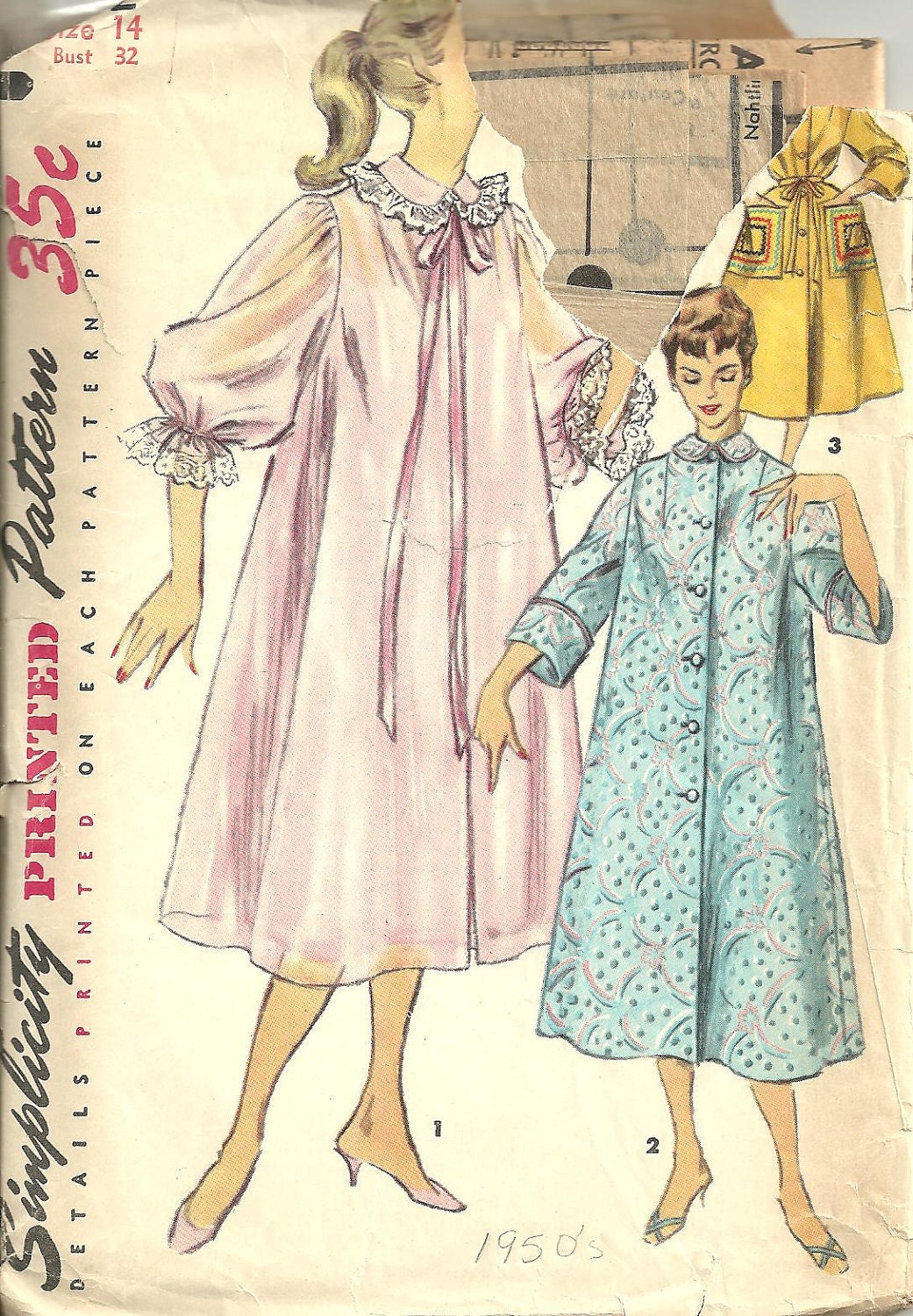 Vintage Simplicity Robe Pattern 1950's size 14