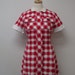 Vintage Red & White Checked Cotton / Linen 60's Shift Dress