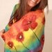 Made to order nuno felted rainbow multicolored merino wool and cotton shawl scarf with red poppies spring fashion for her - "Indian Summer"