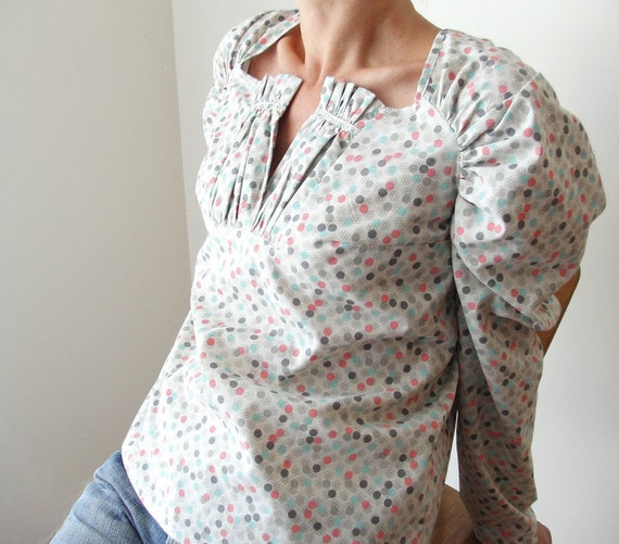 Items similar to Dots multicolor - Blouse Shirred on Etsy