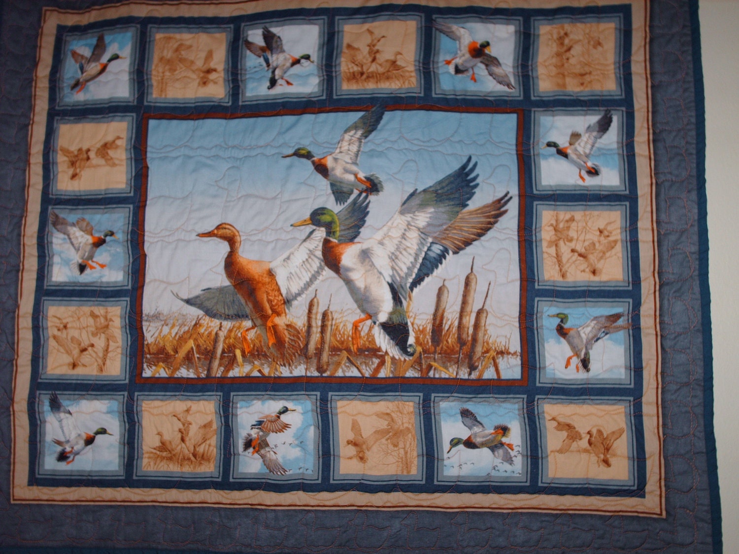 Walden Pond Duck Panel 41x34 Quilted by monroe2830 on Etsy