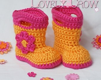 Booties Crochet Pattern Baby Rainboots for Baby Goshalosh Boots - 4 sizes - Newborn to 12 months. digital