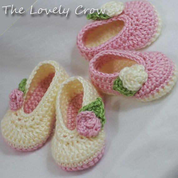 Baby Ballet Slippers Crochet Pattern  for Baby Rosey Ballet Slippers -  4 sizes - Newborn to 12 months. digital