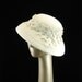 Handmade Cloche Felt Hat in Winter White Fur Felt with Hand Cut Oak Leaves - The Millinery Shop