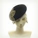 Felt Beret Hat for Women - Retro Style Hat - Black Fur Felt Hat - Gold Applique
