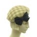 Tan & Off White PILLBOX HAT / 1940s Fashion / Plaid Straw Hat / Handmade by Marcia Lacher Millinery