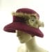 Felt Wide Brim Hat for Women - 1920s Fashion Hat - Vintage Style - Maroon Burgundy Wine - Raccoon Fur