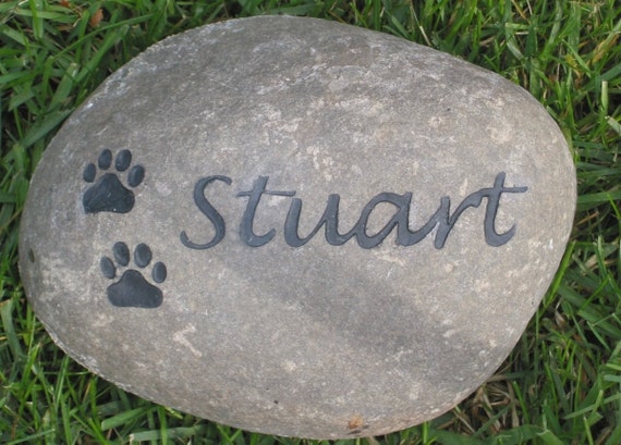 CUSTOM Dog Cat Memorial Stone Grave Marker for Pets 7-8 Inch