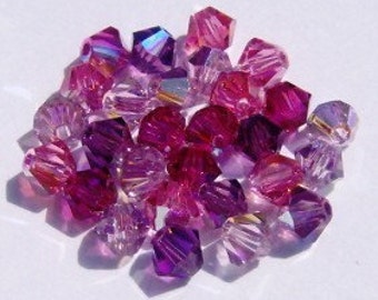 60 Swarovski crystal beads -- 4 Different Colors -- Swarovski 4mm BICONE Crystal Beads MIX 102AB