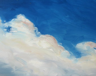 CLOUD VIII, 8 x 10 inches, (20 x 25 cm) a framed oil painting on hardboard by Yvonne V. Wagner. Clouds. Les Nuages. Wolken. SALE