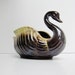 Ceramic Swan Planter Chocolate Brown and Yellow Cream