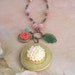 Floral Locket Necklace Dahlia Flower Charm Necklace Shabby Chic - Paris Flea Market