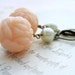 Pink Rose Earrings Peach Rose Earrings Pink Earrings Carved Roses Angelskin Roses Pearl Dangle Earrings Cottage Chic - My Fair Lady