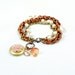 Charm Locket Bracelet Pink Flower Bracelet Vintage Chains Peach Cameo Charm Bracelet - Adorn Me
