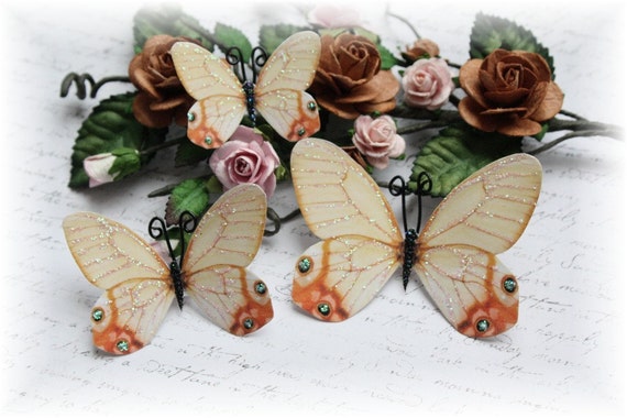 Vintage Glasswing Butterfly Embellishment for Scrapbooking, Cardmaking, Altered Art, Mixed Media, Mini Album