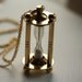 Hourglass Necklace, Pendant with Long Chain, Timepiece Pendant, Gold Metal, Unique Necklace, Vintage Style, Time Jewelry