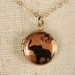 Small Elephant Locket Necklace, African Sunset Safari Pendant, Animal Image Jewelry, 14kt Gold Filled Chain, Miniature Black, Orange Charm