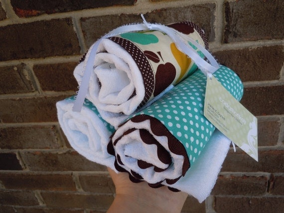 Items similar to Set of 3 Burp Cloths- prefold cloth diaper with fabric ...