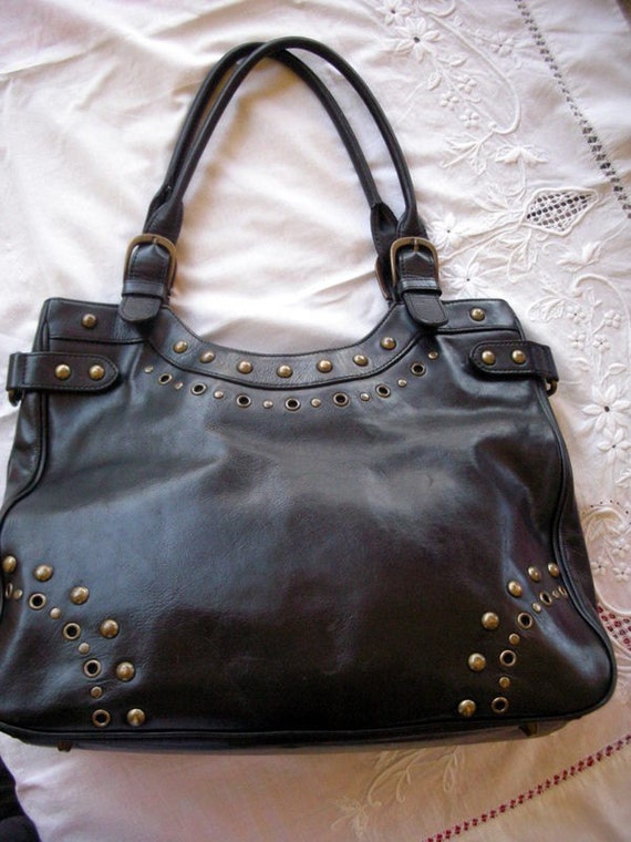 Black Leather NORDSTROM bag/Purse by VintageChichibean on Etsy