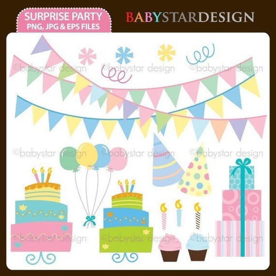 Surprise Party Clipart Set Instant Download By Babystardesign