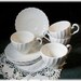 4 Johnson Brothers Snowhite Regency White China Swirl Cup and Saucer Sets
